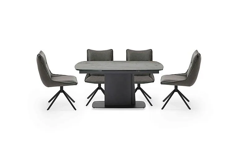 Catalina Small Extending Dining Table and 4 Swivel Chairs - Dark Grey