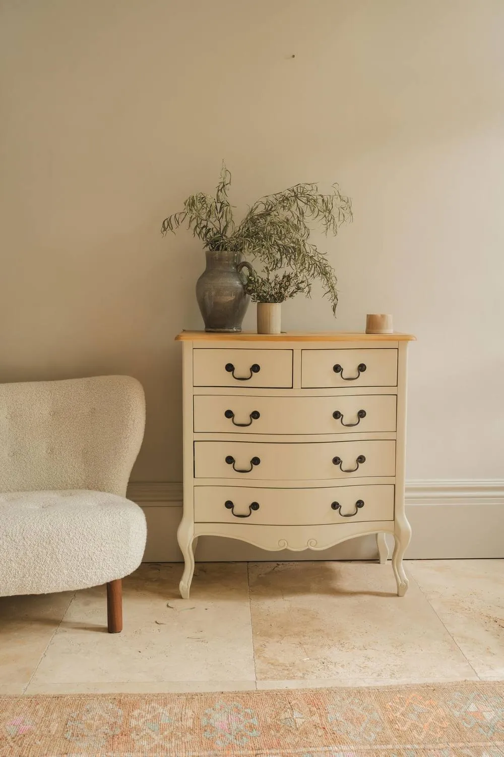 Statement Furniture Juliette Vintage Chic 2 Over 3 Chest of Drawers in Ivory 2