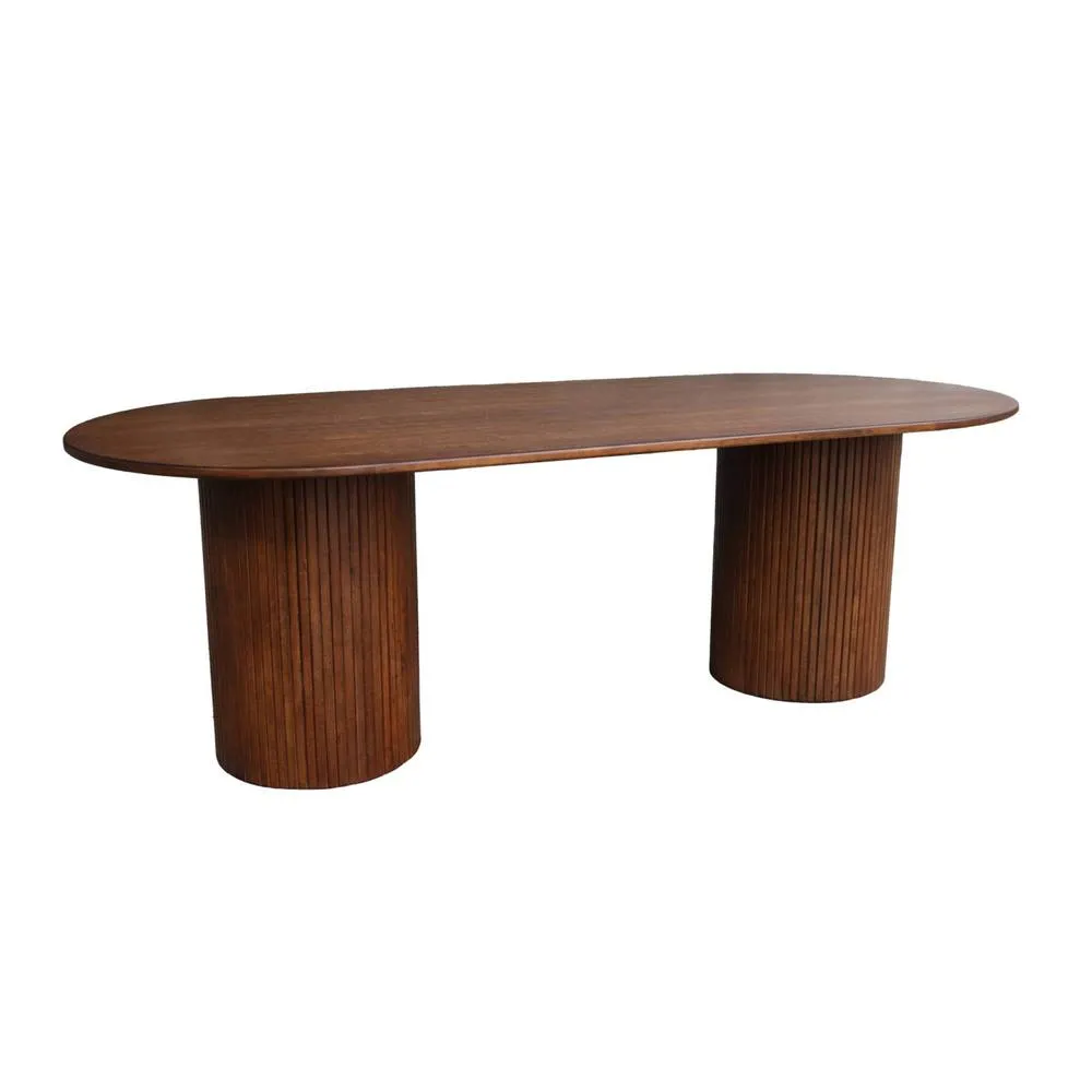sweeek Oval dining table with oak veneer, seats 8 in Dark Brown 2
