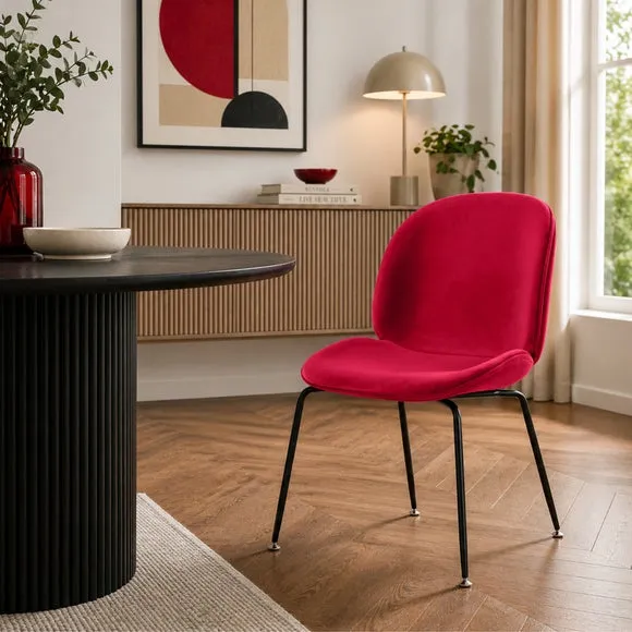 Fusion Living Luxurious Velvet Dining Chair with Black Metal Legs
