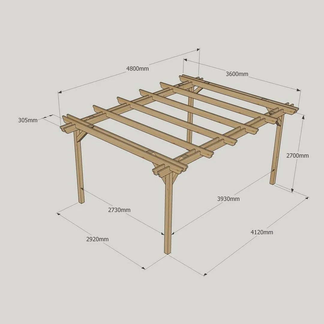 Rutland County Garden Furniture Ltd Double Garden Pergola - Wood - L360 x W480 x H270 cm - Rustic Brown in Light Green 5