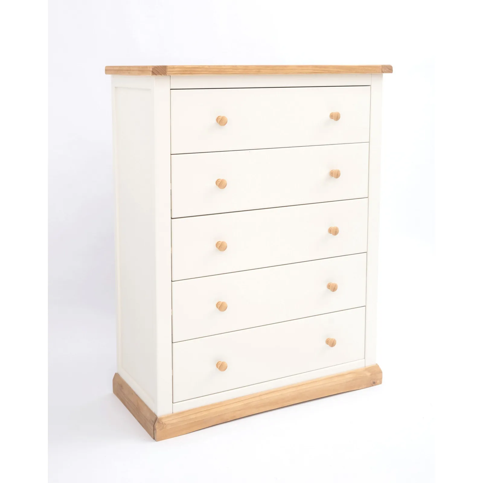 Cabinet Bits Trevi 5 Drawer Chest of Drawers Wood Knob in Off-White 2
