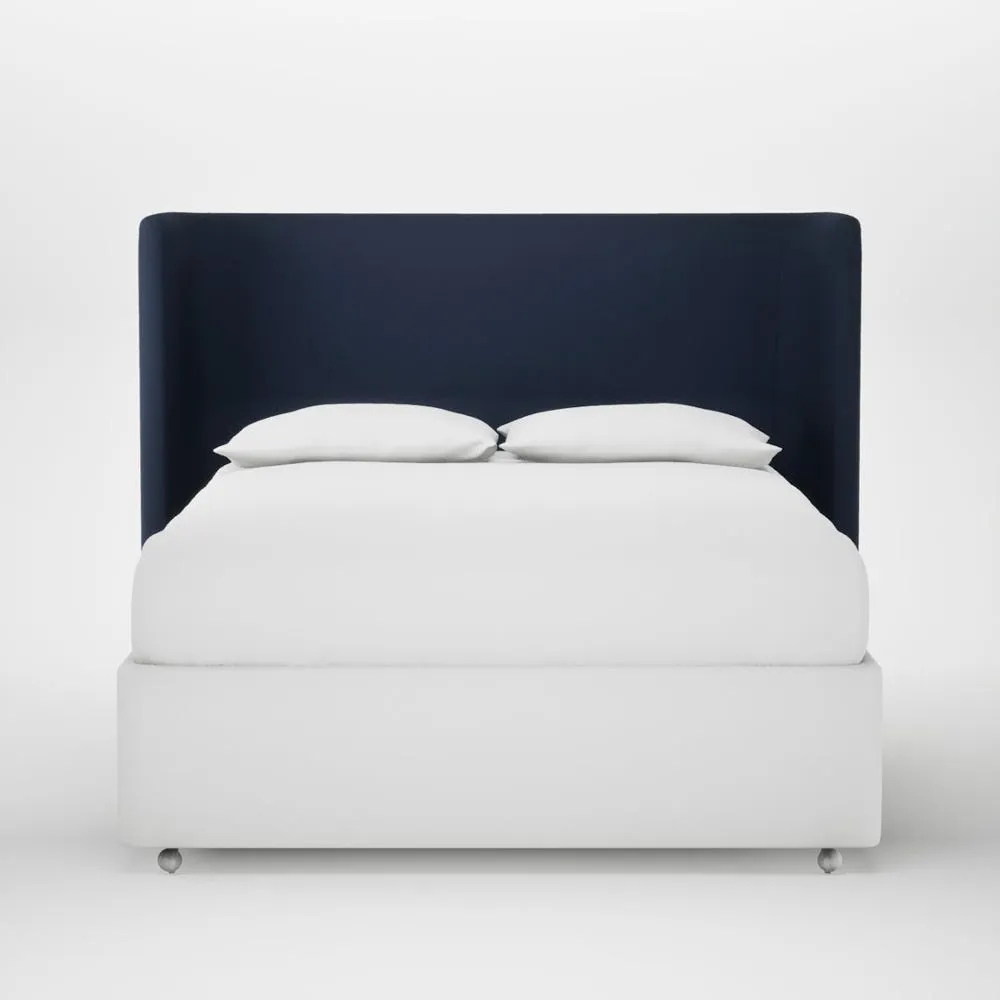 Heal's Monroe Headboard King Smart Cotton Linen Indigo 1