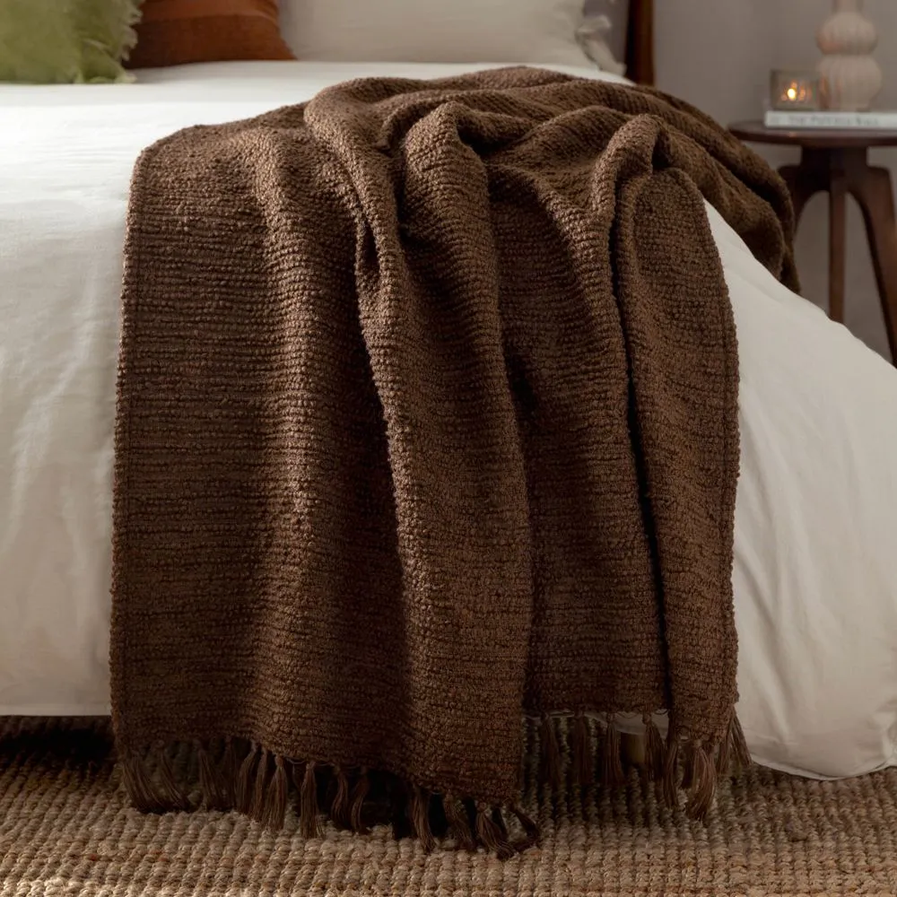 Yard Candar Textured Boucle Throw in Brown