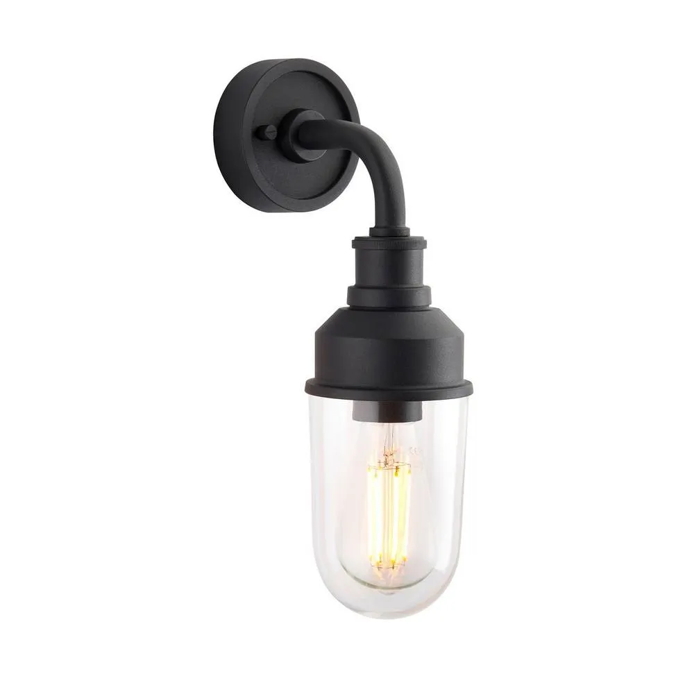 Netlighting Monza Outdoor Wall Lantern Matt Black Clear Glass