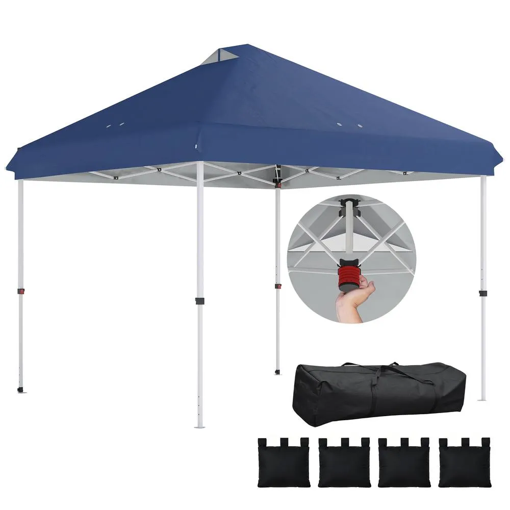 OUTSUNNY 3 x 3 m Pop Up Gazebo w/ Wheels, One-Touch Party Tent in Dark Blue 2