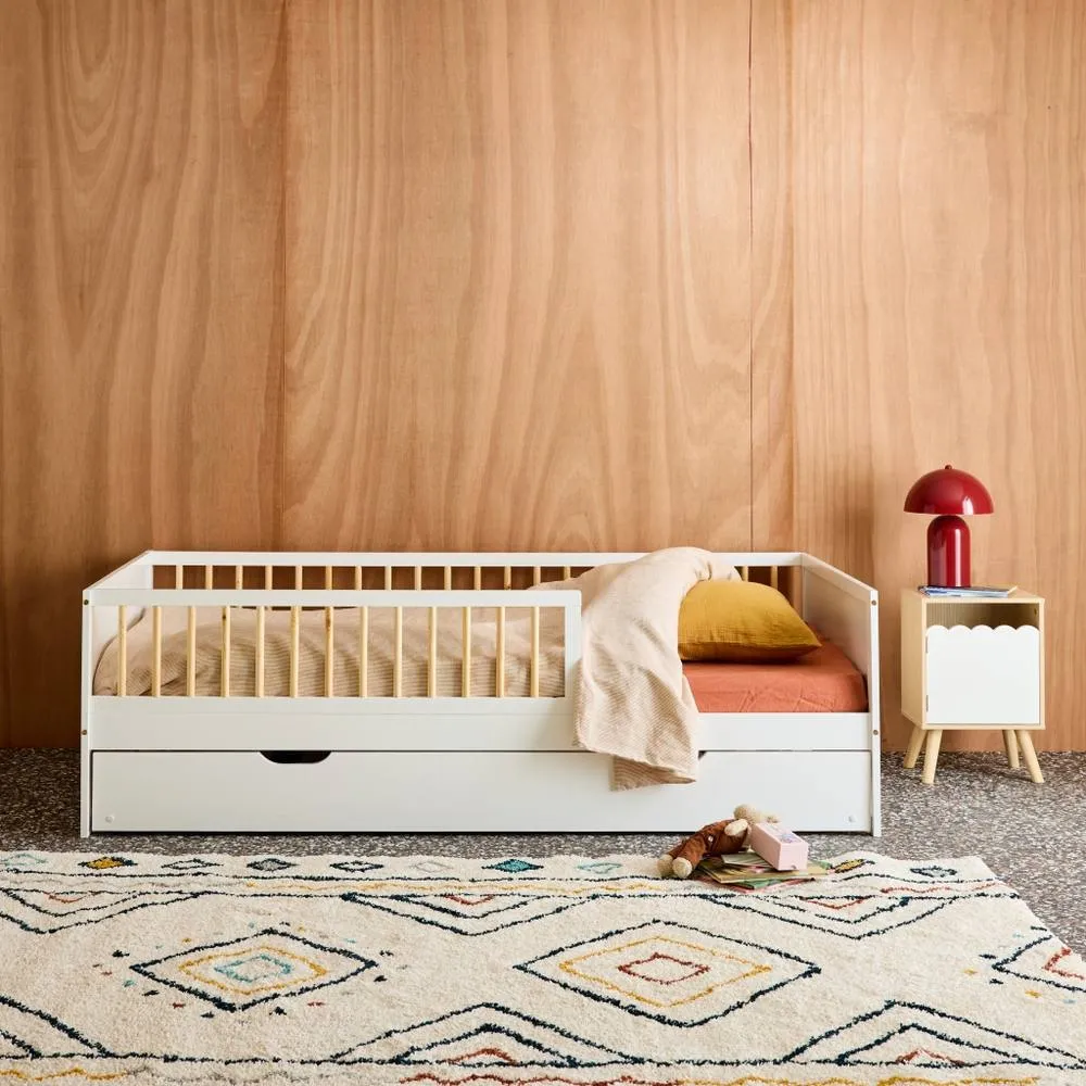 sweeek Children's bed 90 x 190 cm natural pine with slatted base & bed in White 1