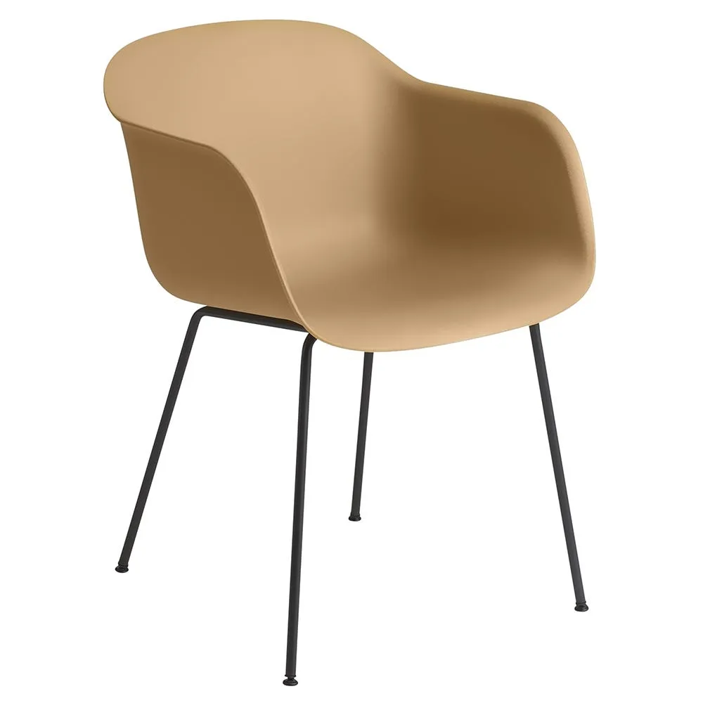 Muuto Fiber Armchair Tube Base Normal Shell Ochre/Black 2