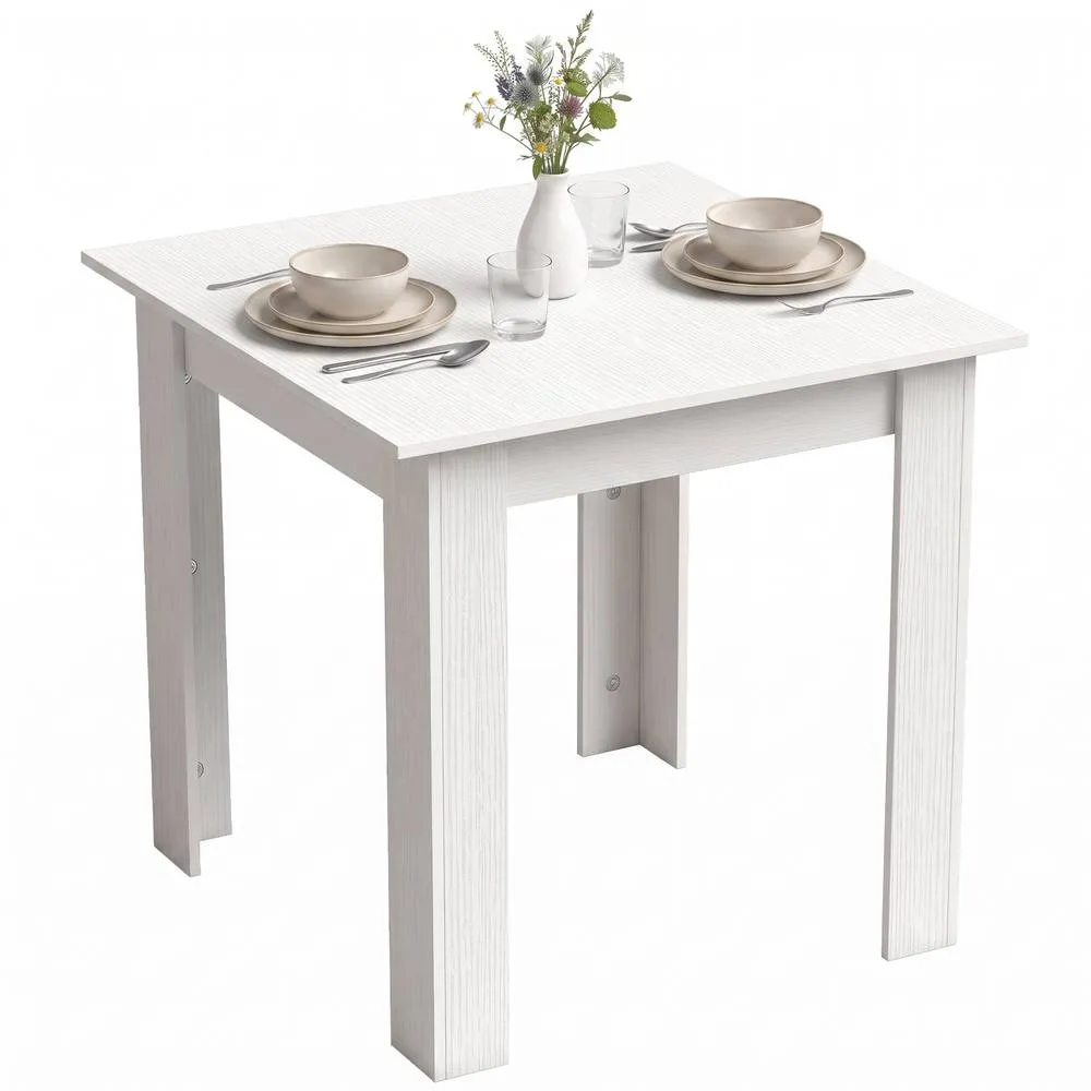 HOMCOM Square Dining Table, Kitchen Table with White Wood Effect 2