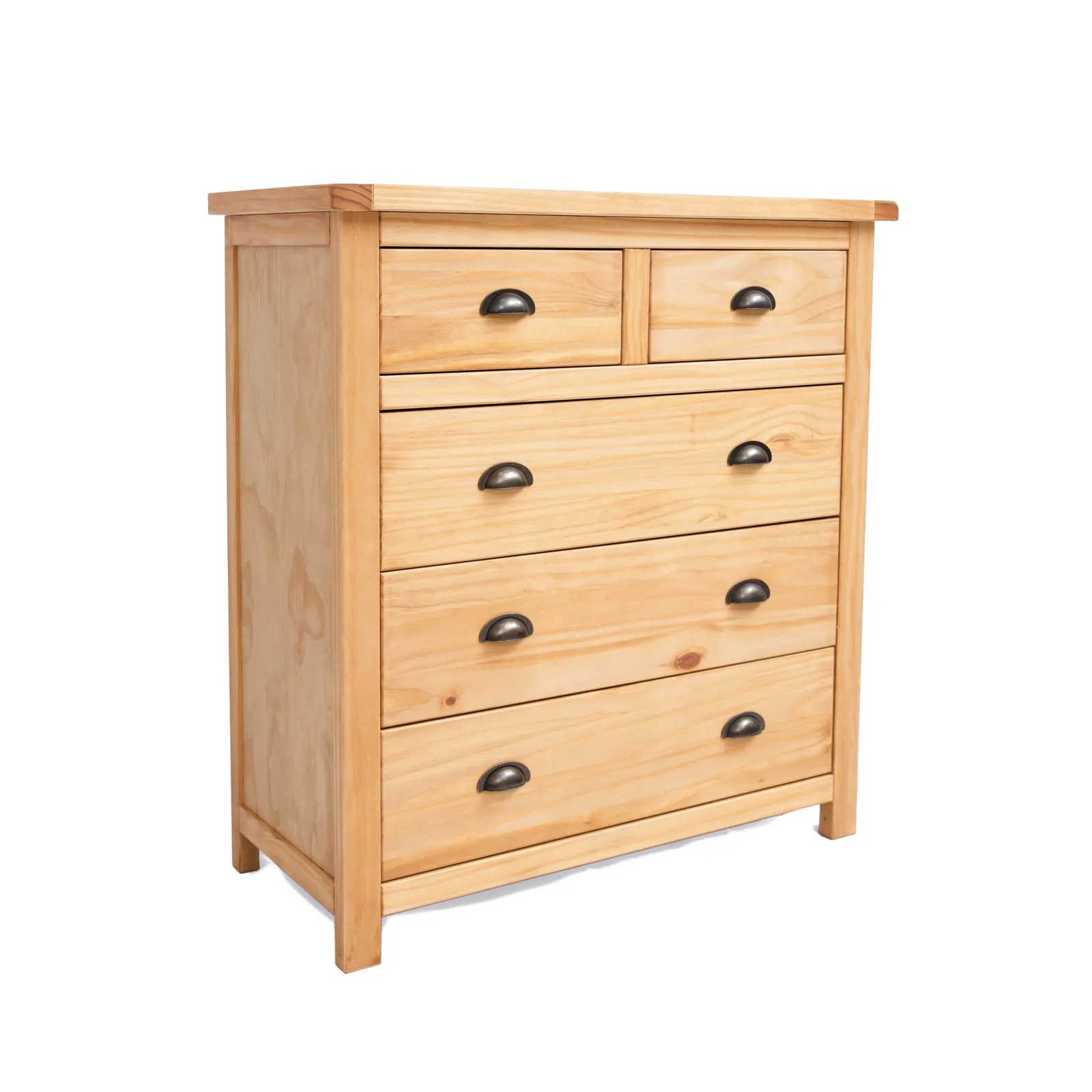 Cabinet Bits Lugo 5 Drawer Chest of Drawers Brass Cup Handle in Light Brown 2