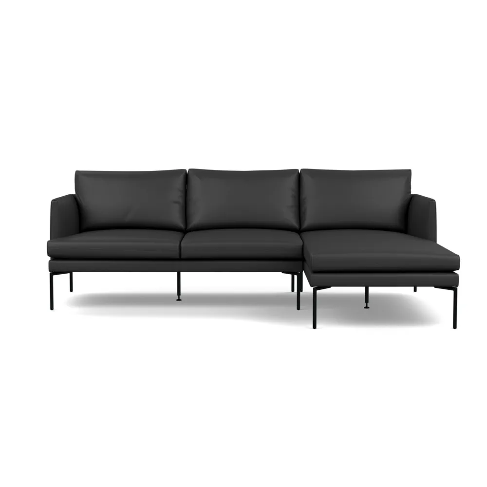 Heal's Matera Corner Chaise Sofa RHF Leather Hide Graphite 7181 Black Feet