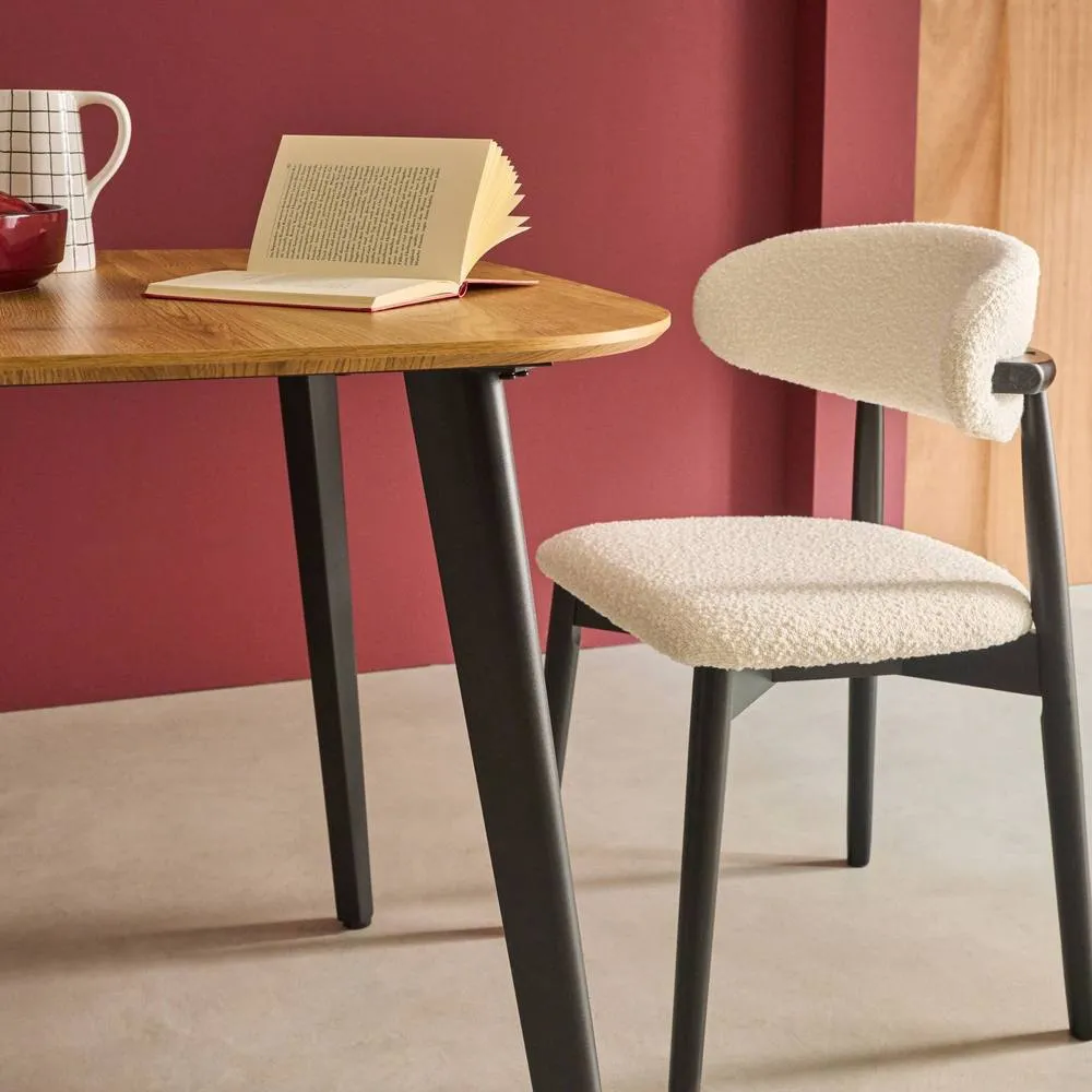 sweeek Square dining table wood effect black metal legs 4-seater in Brown 6