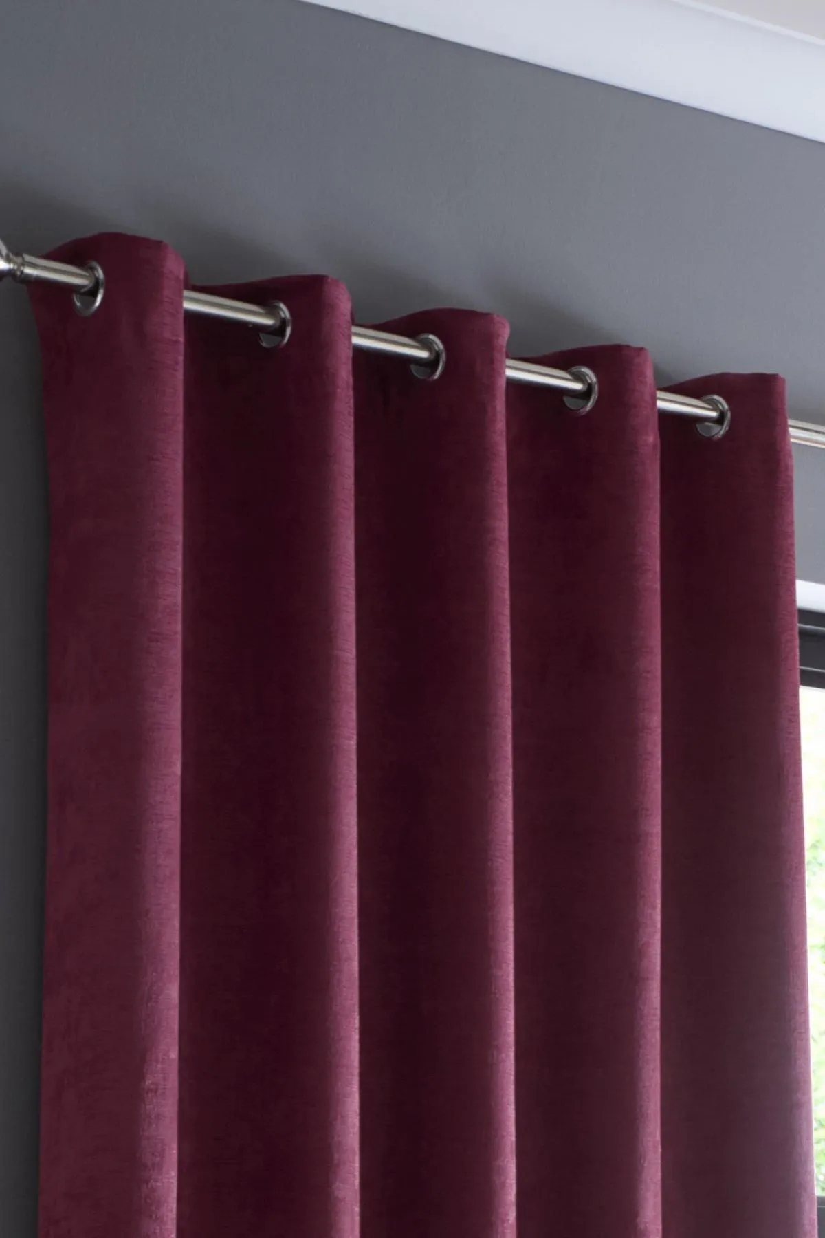 Fusion 'Strata' Triple-Woven Dimout Eyelet Curtains in Wine 2