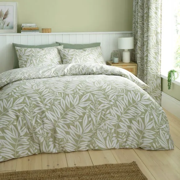 Catherine Lansfield Sorrel Leaves Reversible Duvet Cover & Pillowcase Set 3