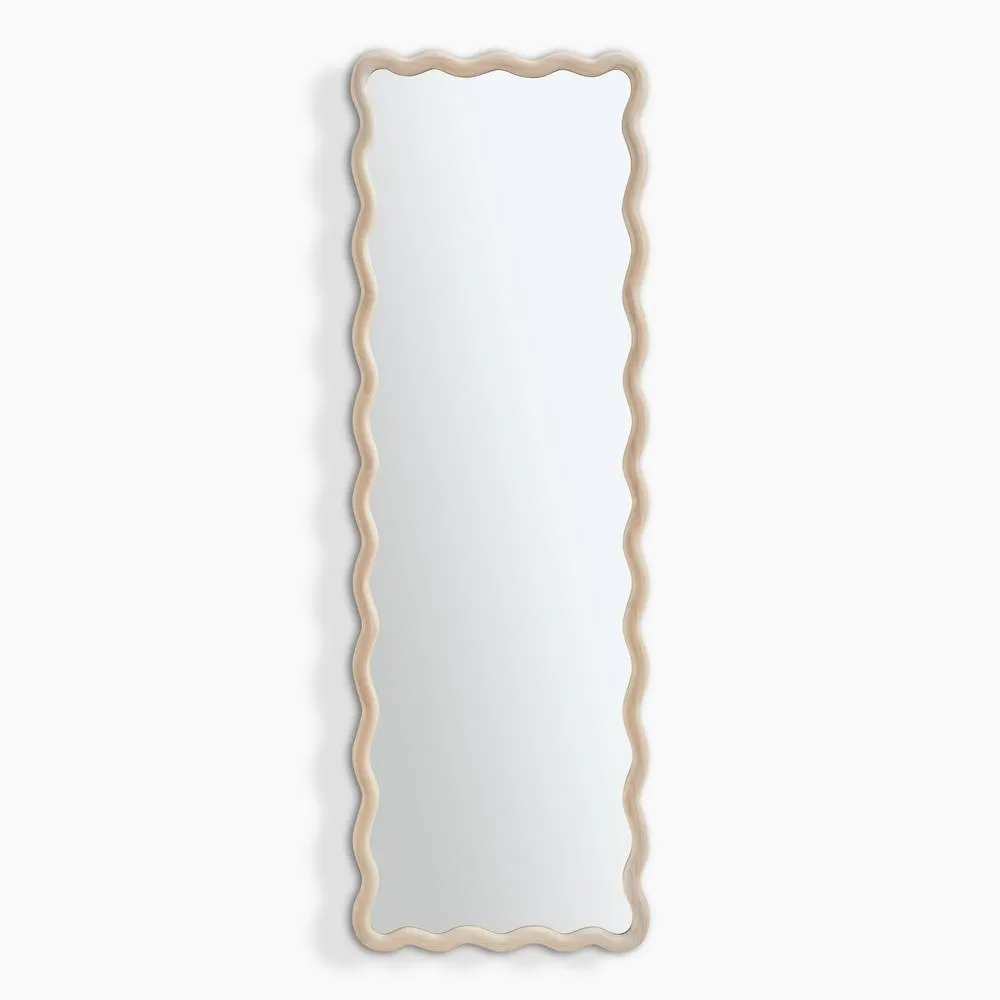 FurnitureboxUK Damaris Wood Full Length 150x50cm Wavy Rectangle Wall Mirror in Brown 3