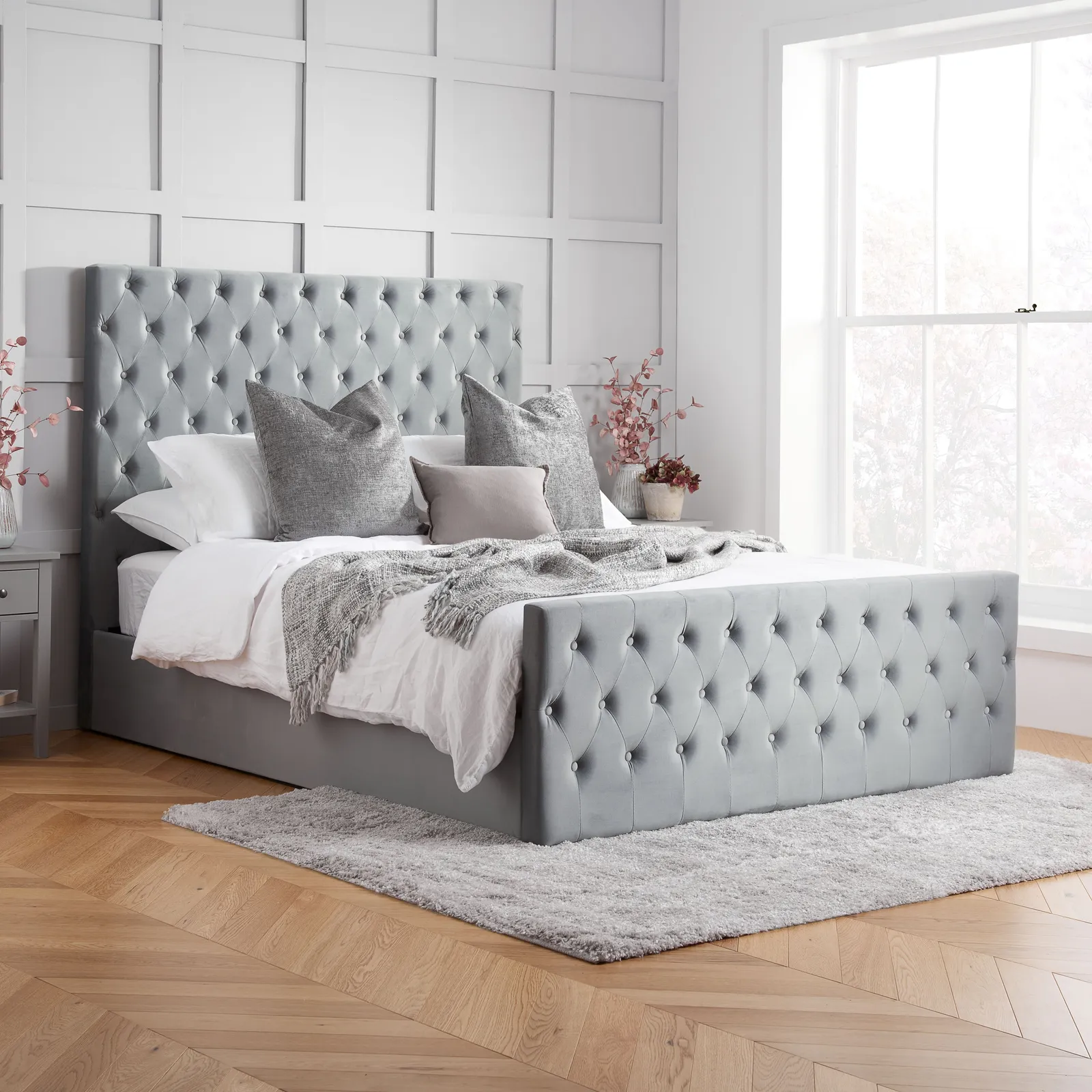 Birlea Grey Fabric Ottoman Bed Frame Storage Marquis Velvet