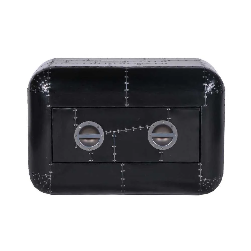 Timothy Oulton Aviator Blackhawk Lightweight Chest, Black Spitfire