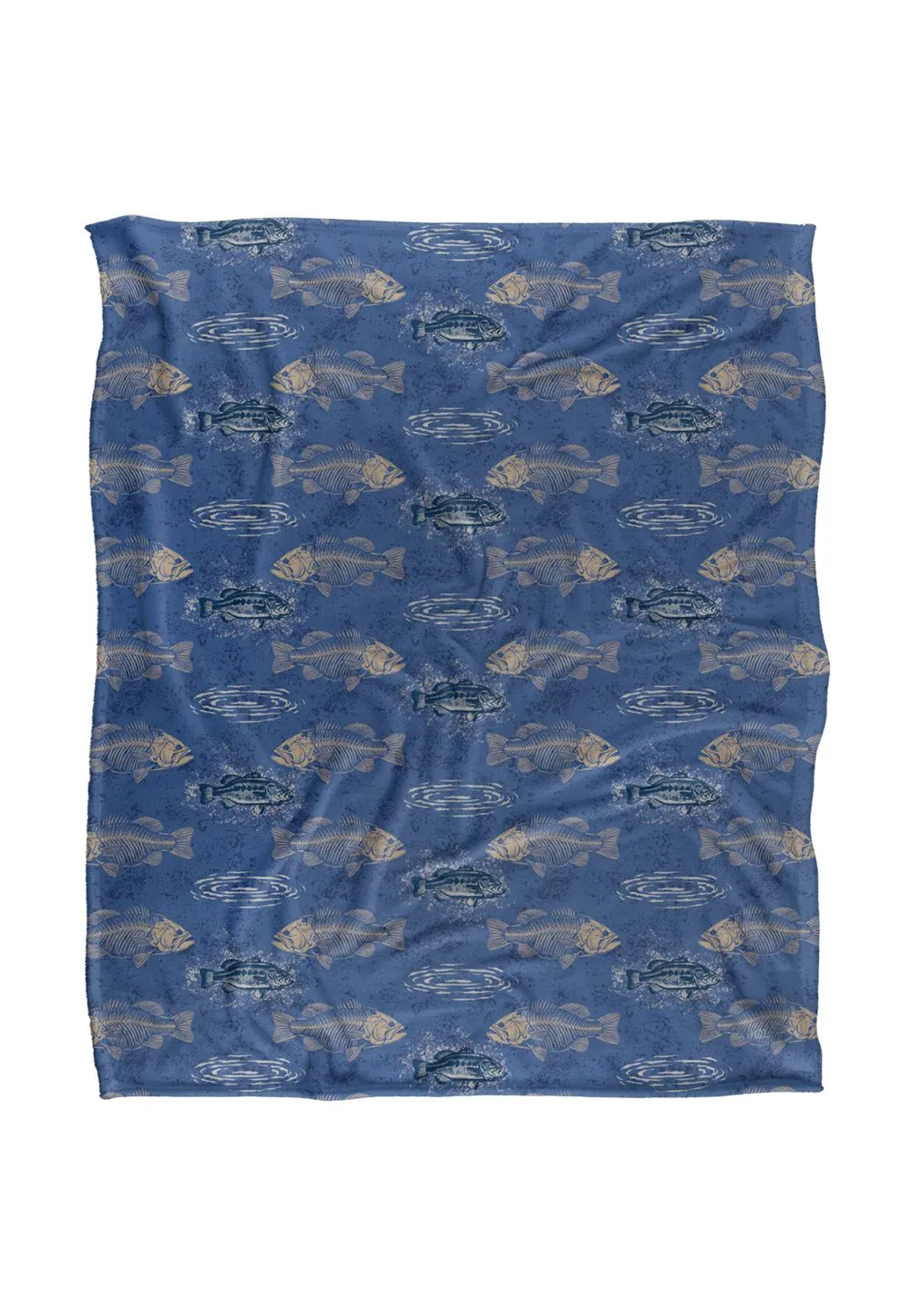 JQ Licensing Bass To The Bone Fishing Pattern Silky Touch Super Soft Throw Blanket 152 X 127 cm in White