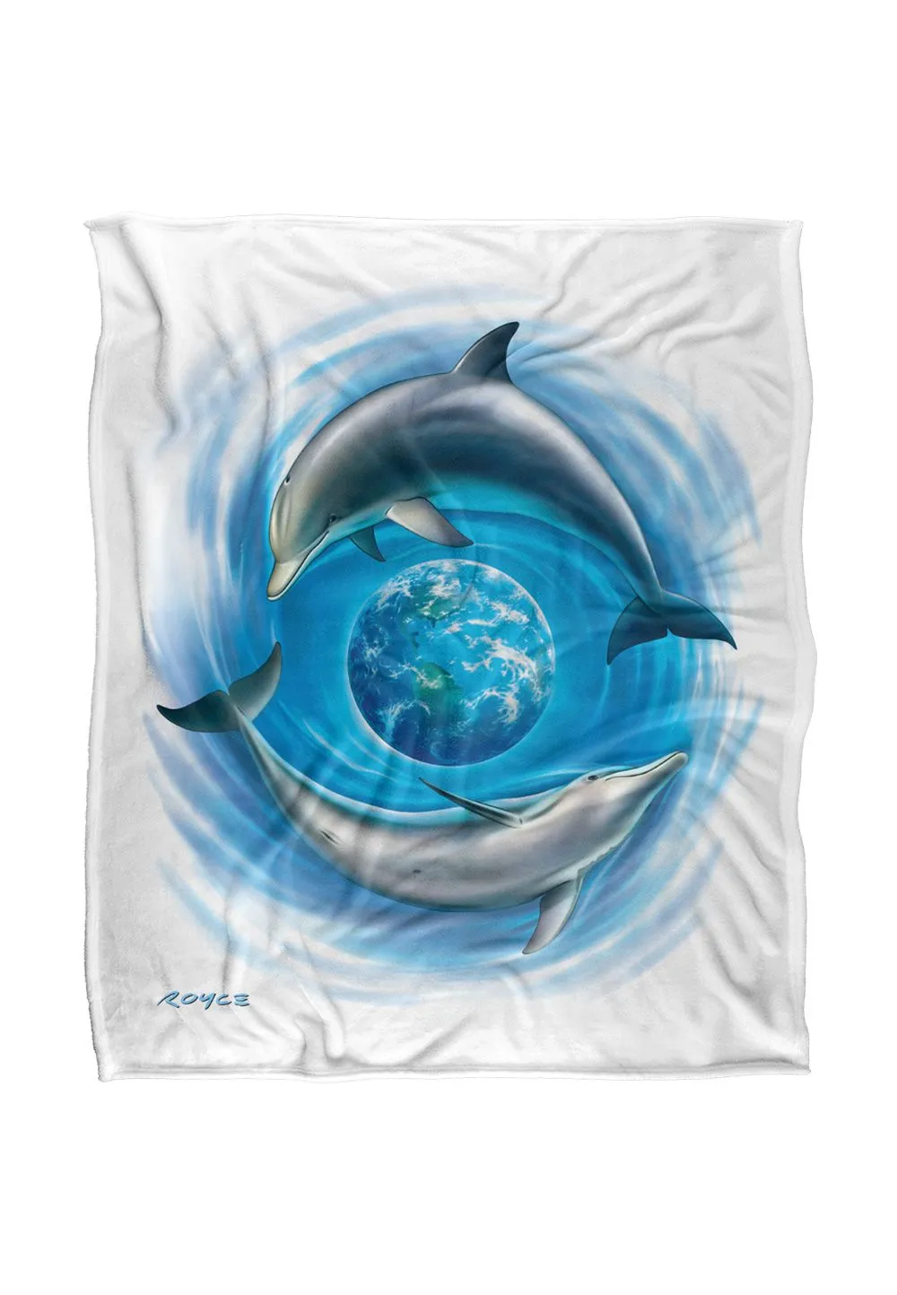 JQ Licensing Royce Mcclure Dolphin World Silky Touch Super Soft Throw Blanket 152 X 127 cm in White