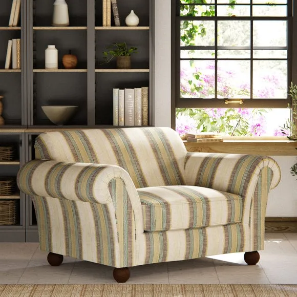 Angus Striped Linen Snuggle Chair 2