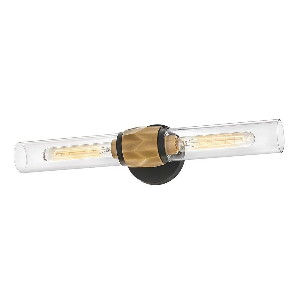Netlighting Hinkley Ellison Bathroom Wall Lamp Black Heritage Brass IP44 2x E27 3