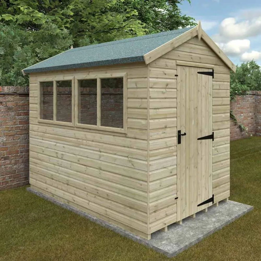Buttercup Farm 9 x 6 Feet Apex Premier 16mm Shed - Solid Wood/Softwood/Pine in Natural 2