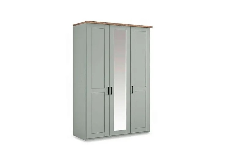 Adeline 3 Door Hinged Wardrobe with Centre Mirror - Sage
