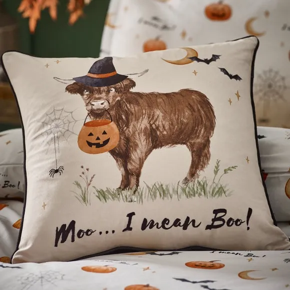 Catherine Lansfield Halloween Highland Cow Square Cushion