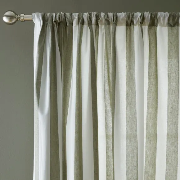 Beatrice Woven Stripe 100% Cotton Unlined Slot Top Curtains