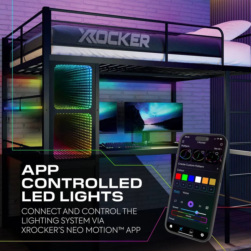 X Rocker Battlebunk XL Infinity RGB with App-Controlled LED Lights in Black 3