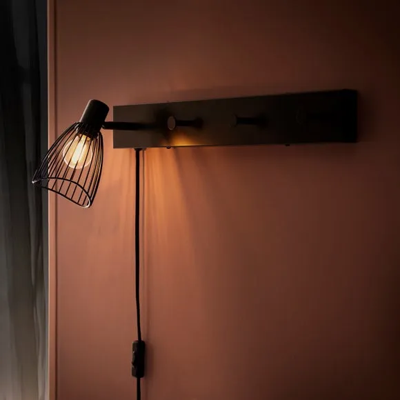 Jaula Industrial Plug In Wall Light & Clothes Hanger 2