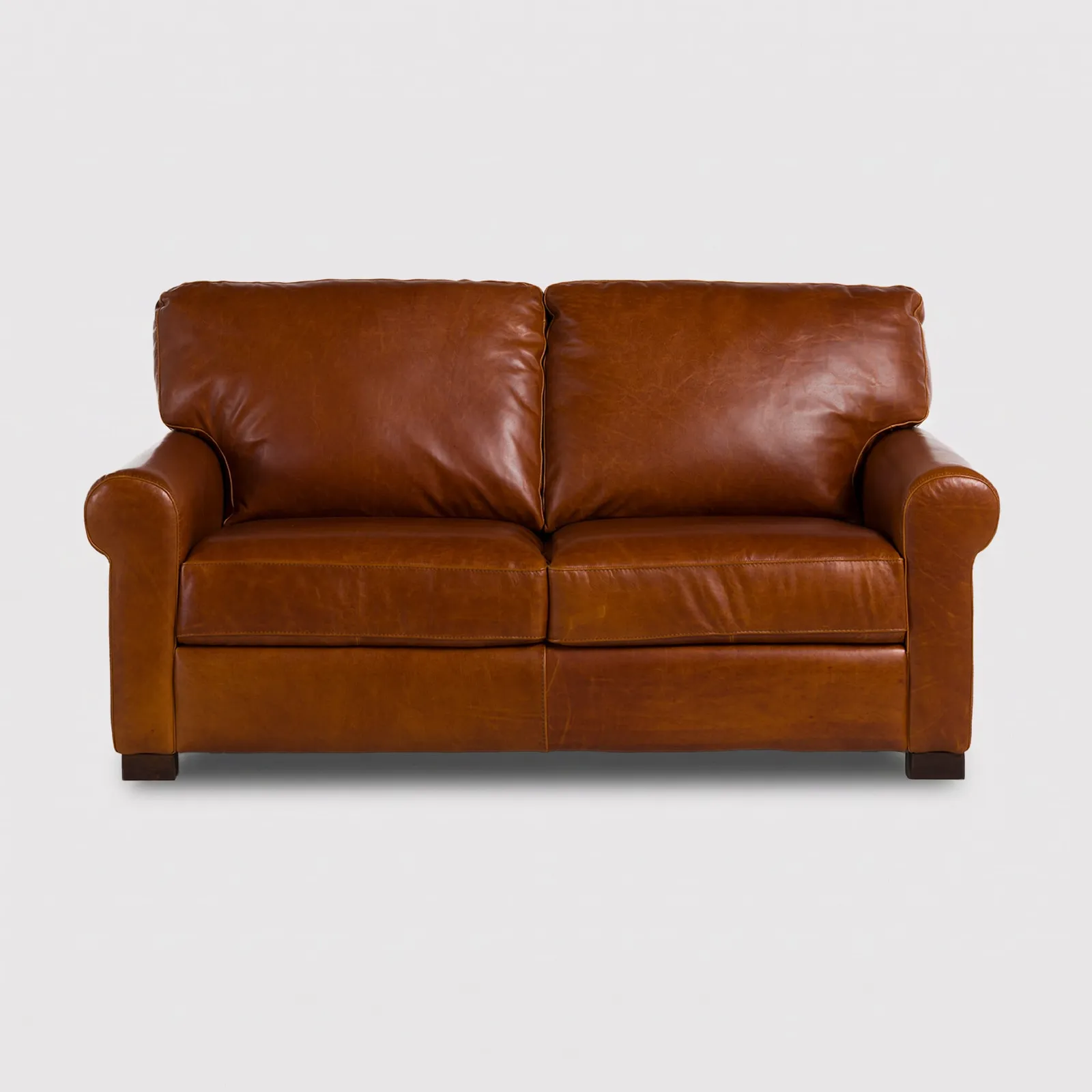 Rendola Loveseat Sofa, Brown Leather | Barker & Stonehouse
