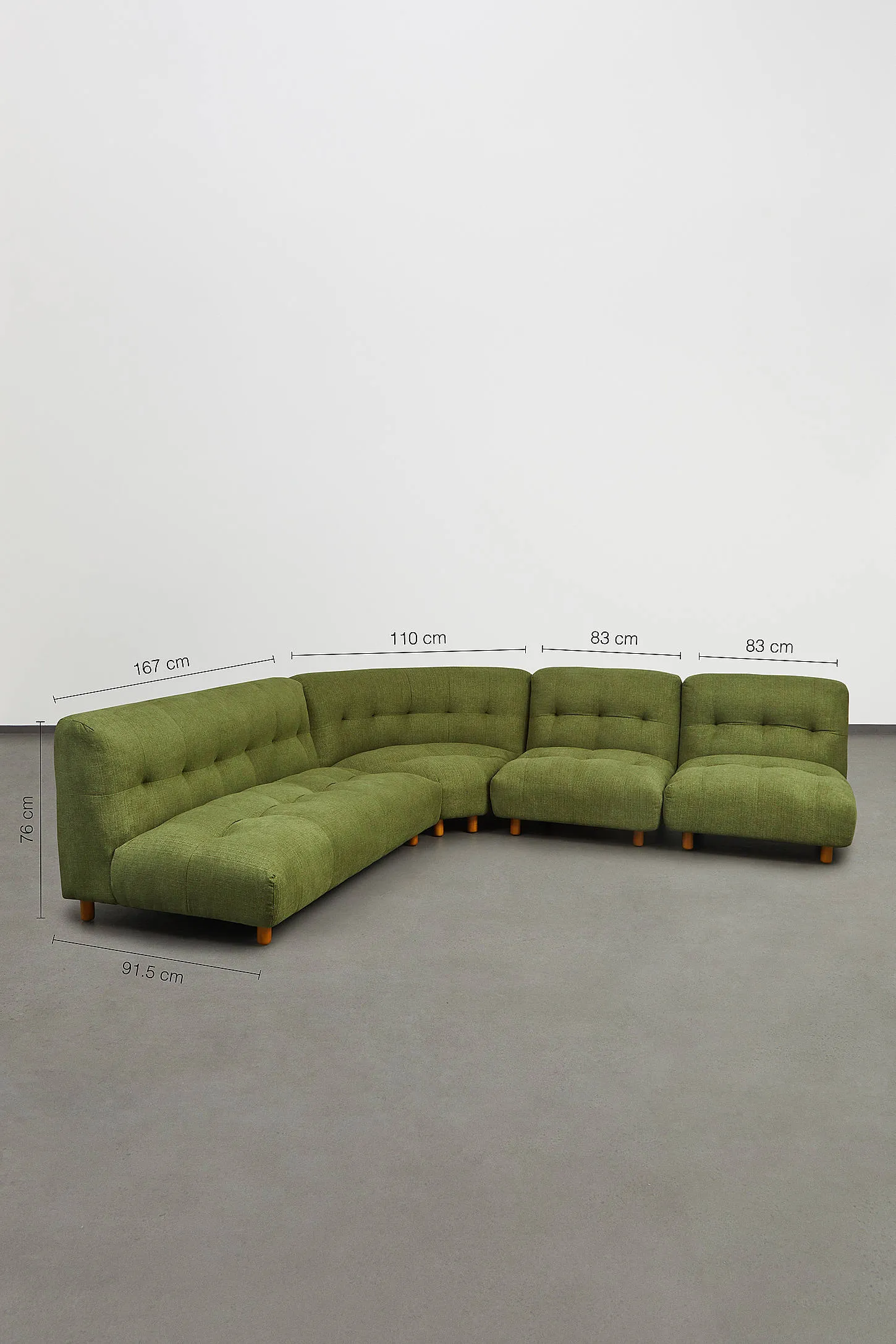 Analise Sectional L-Shaped Sofa - Green 83cm x 91.5cm x 76cm 4