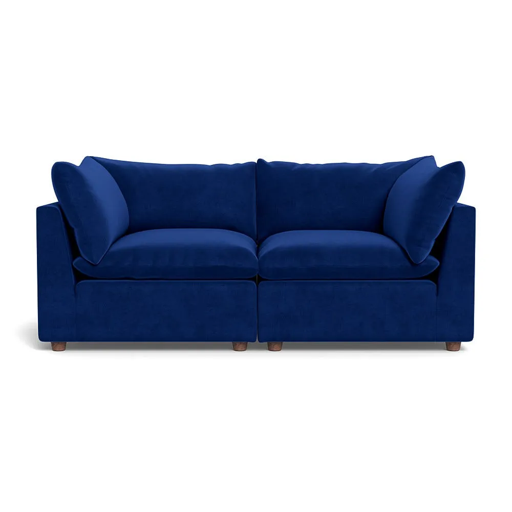 Heal's Astrid 3 Seater Sofa Smart Luxe Velvet Azure Walnut Stained Beech Feet 1
