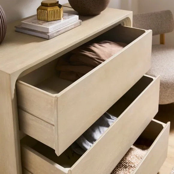 Romy Wide 3 Drawer Chest, Mango Wood 3