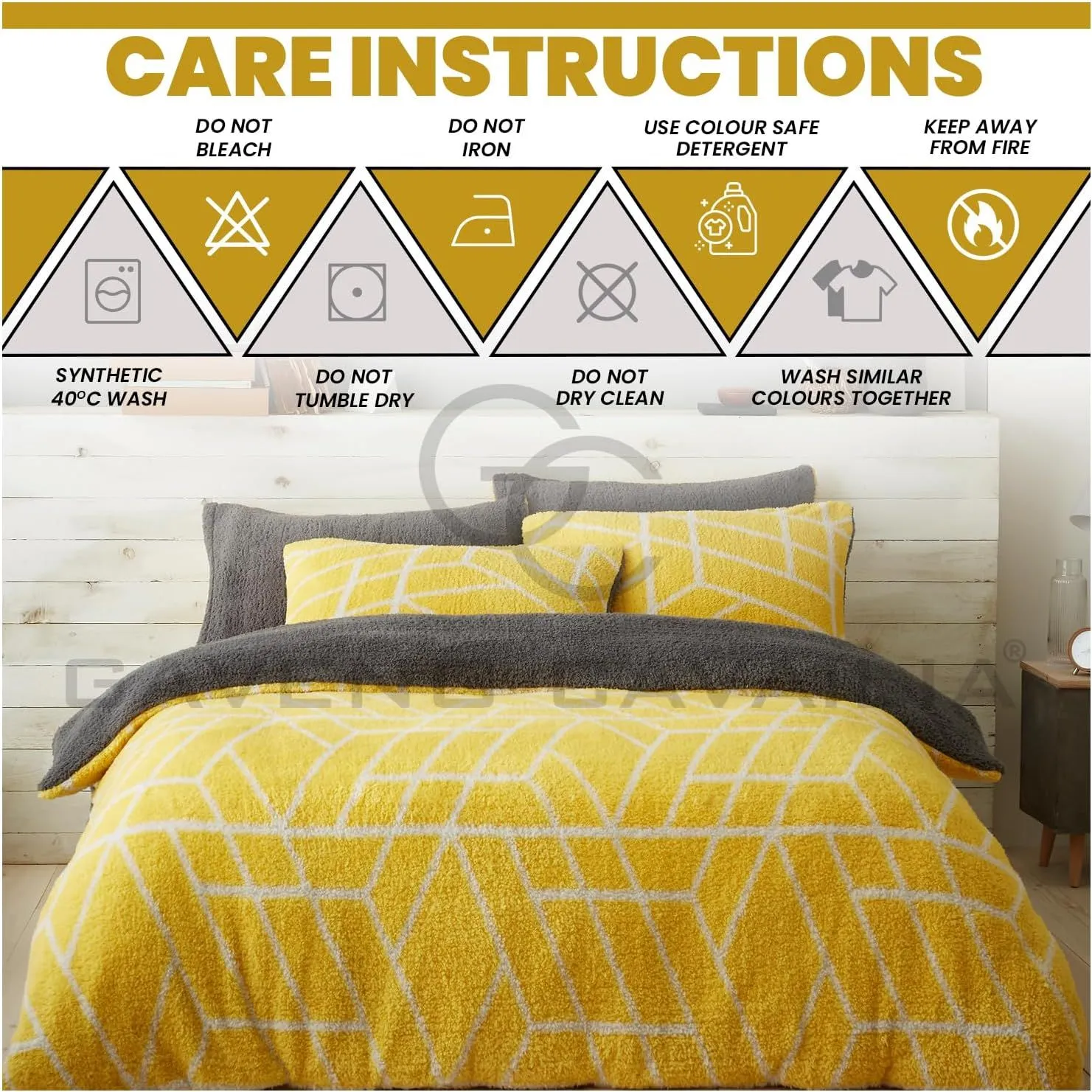 GAVENO CAVAILIA Ely Geo Printed Duvet Cover in Yellow 5