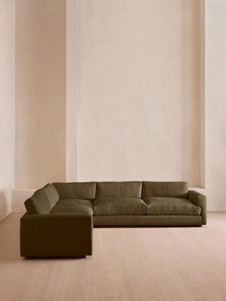 Mossley Corner Sofa, Linen, Olive