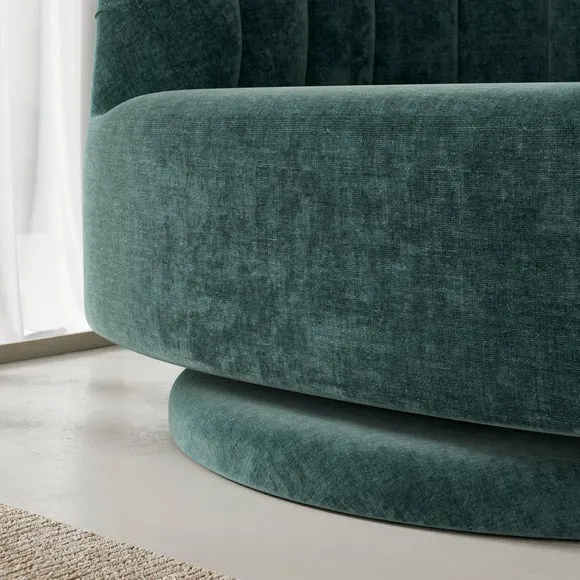 Elena Luxe Chenille Scalloped Swivel Chair 5
