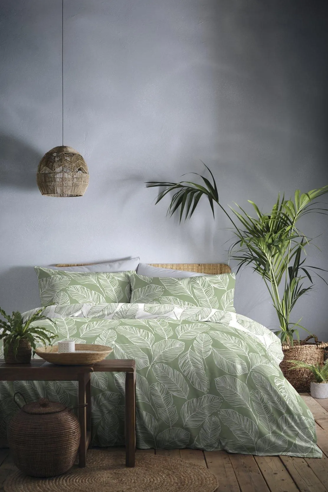 Fusion 'Matteo' Botanical Print Duvet Cover Set in Green 1