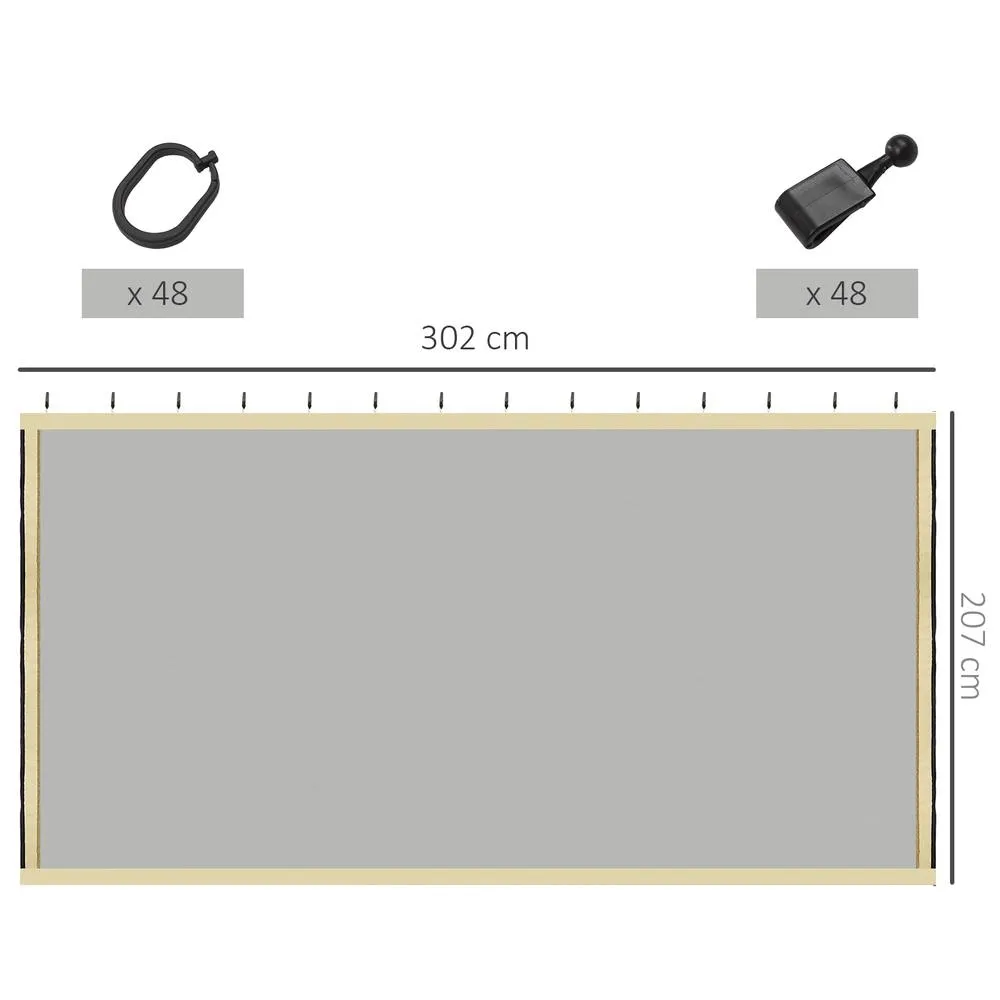 OUTSUNNY 302 x 207cm Universal Replacement Gazebo Mesh Netting Screen Walls in Beige 3