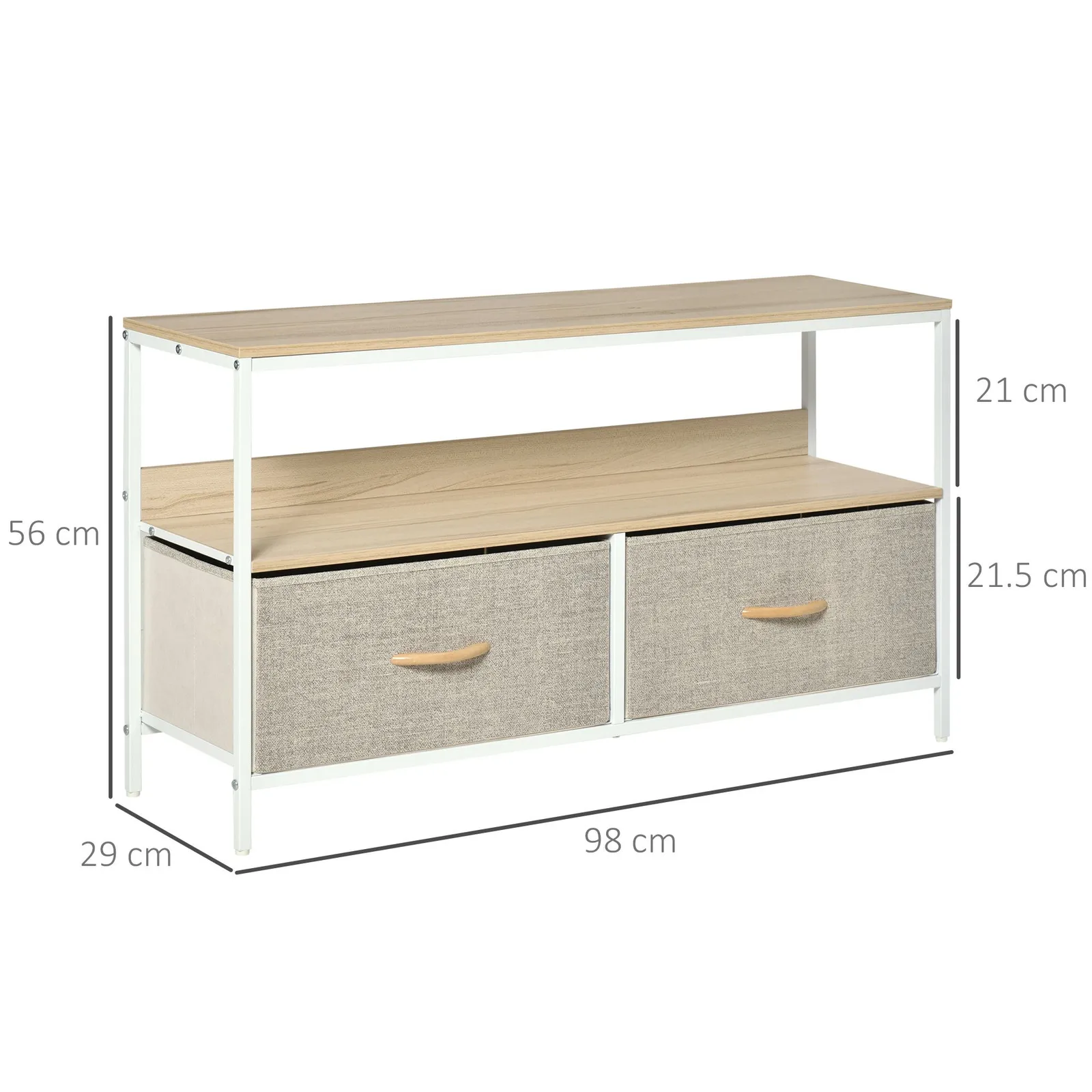 HOMCOM Cabinet, TV Console Unit W/ Foldable Linen Drawers, TV Stand for Living Room in Light Grey 3