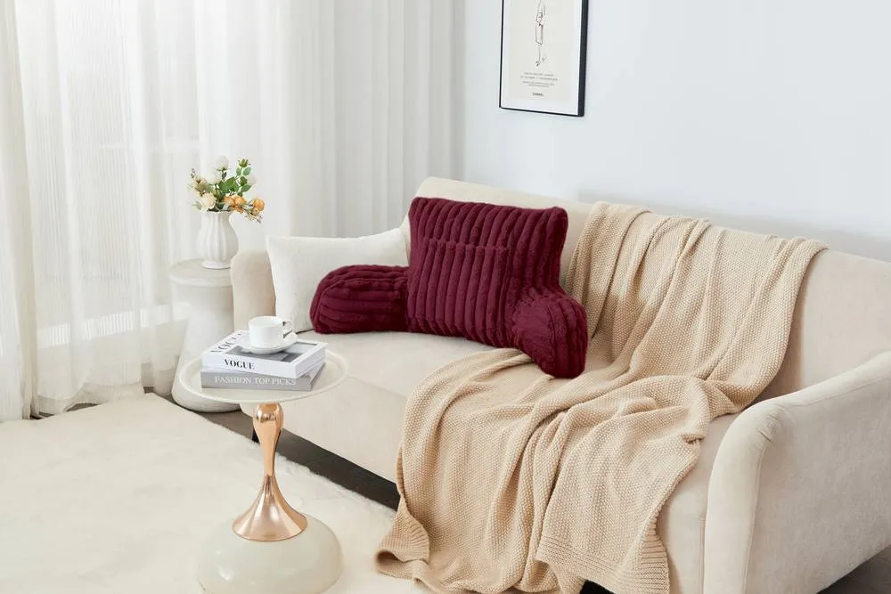GAVENO CAVAILIA Super Comfy Ribbed Warm Cuddle Cushion in Burgundy 3