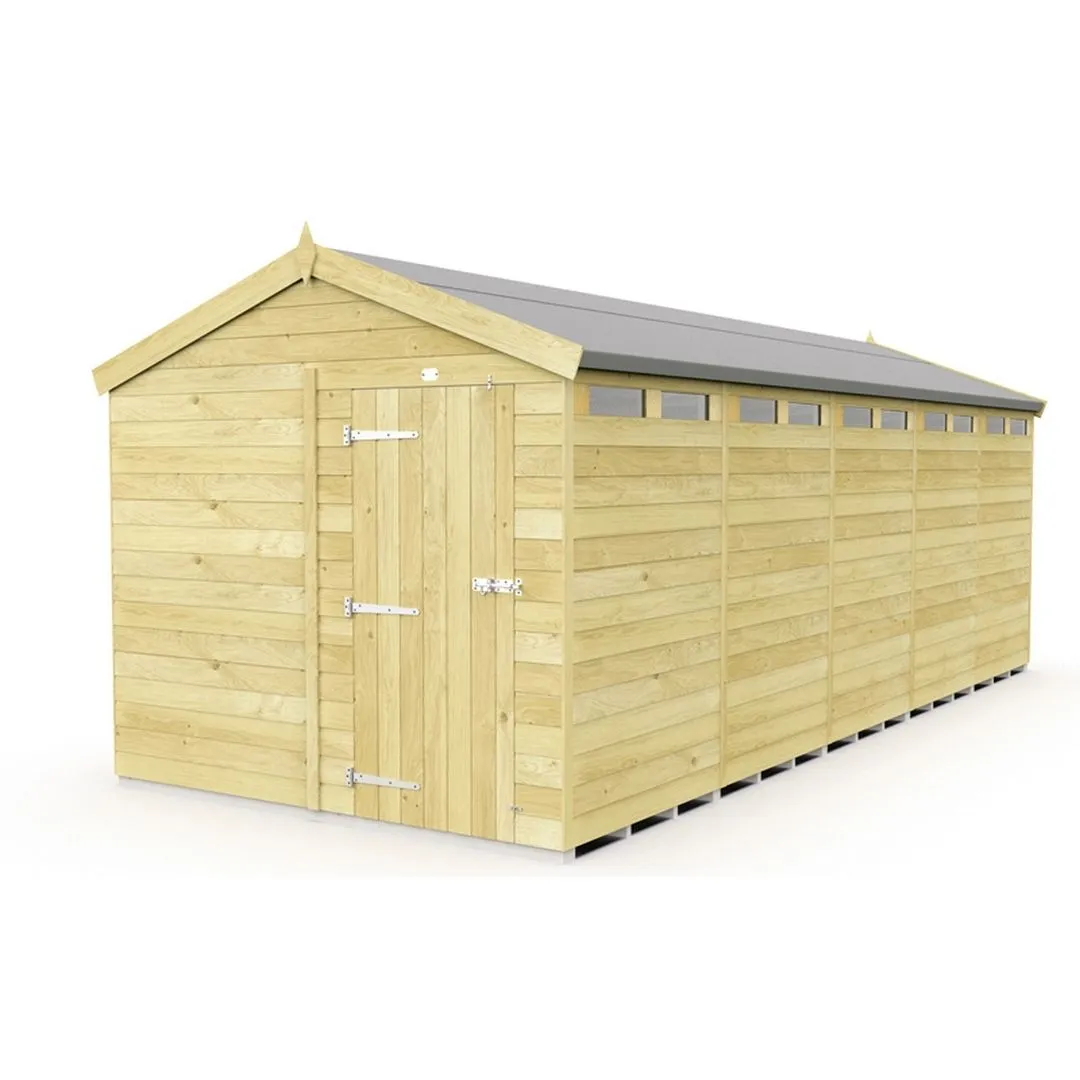 Buttercup Farm 8 x 20 Feet Apex Security Shed - Single Door - L592 x W231 x H217 cm in Brown