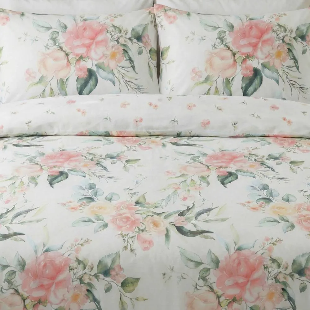 Rapport Home Ava Blush Floral Microfibre Reversible Duvet Cover Set 3