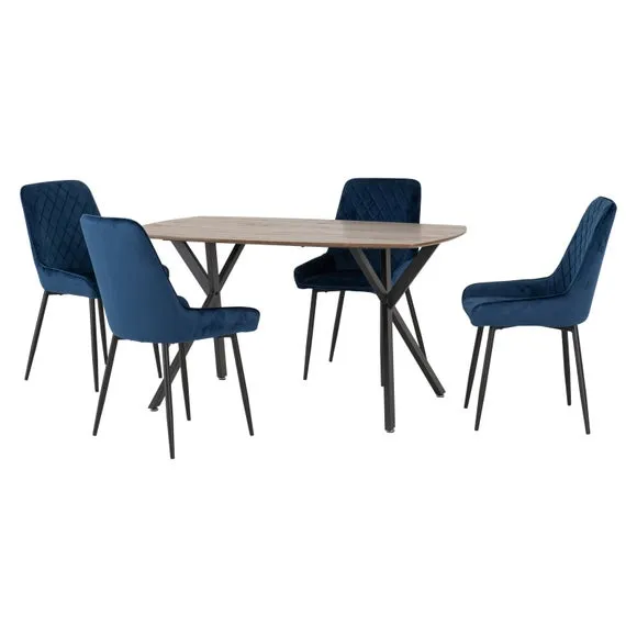 Athens Oak Effect Rectangle Dining Table with 4 Avery Dining Chairs 2