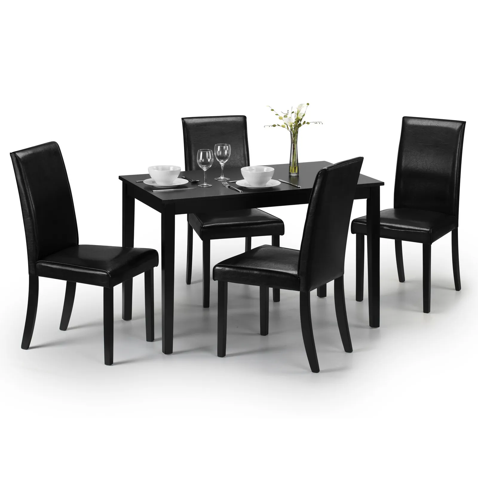 Hudson Dining Table with 4 Chairs Black