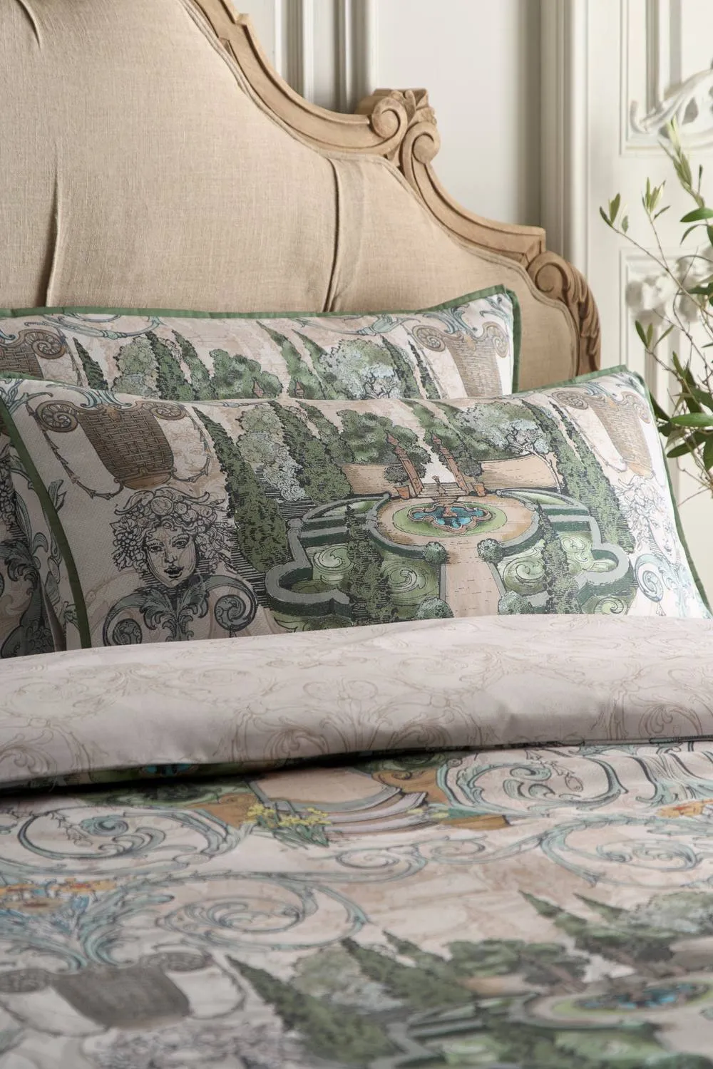 Laurence Llewelyn-Bowen 'Tuscan Garden' 100% Cotton Sateen Duvet Cover Set in Green 2