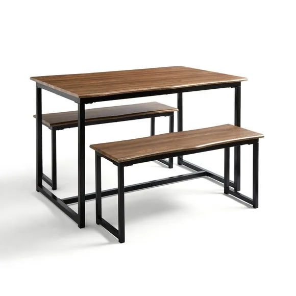 Ronan 4 Seater Wave Edge Dining Table and Bench Set 6