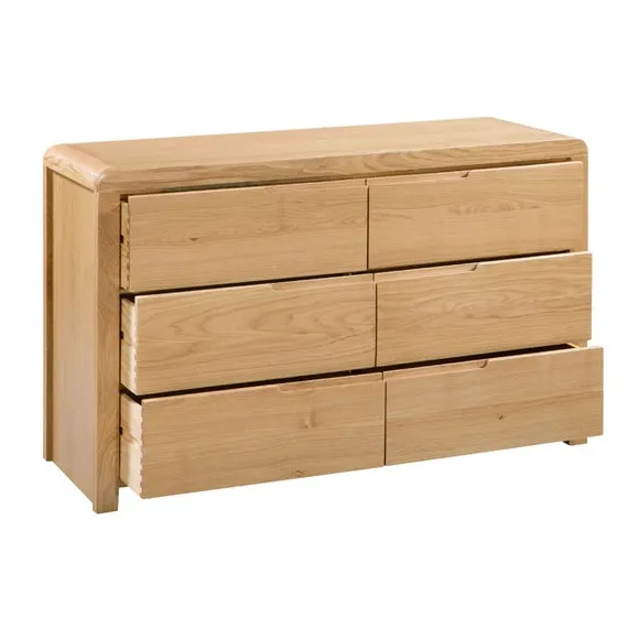Curve Wide 6 Drawer Chest, Oak 3