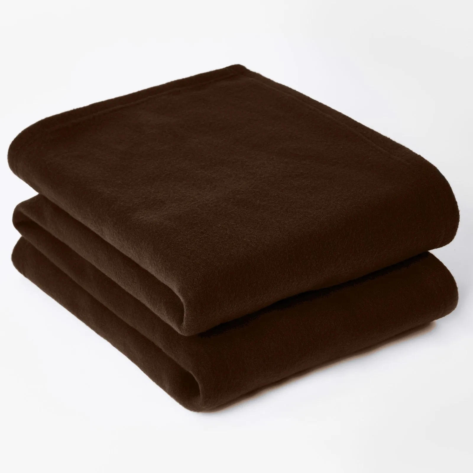OHS Wholesale 10 Pack Plain Fleece Blanket Sofa Throw Joblot in Chocolate